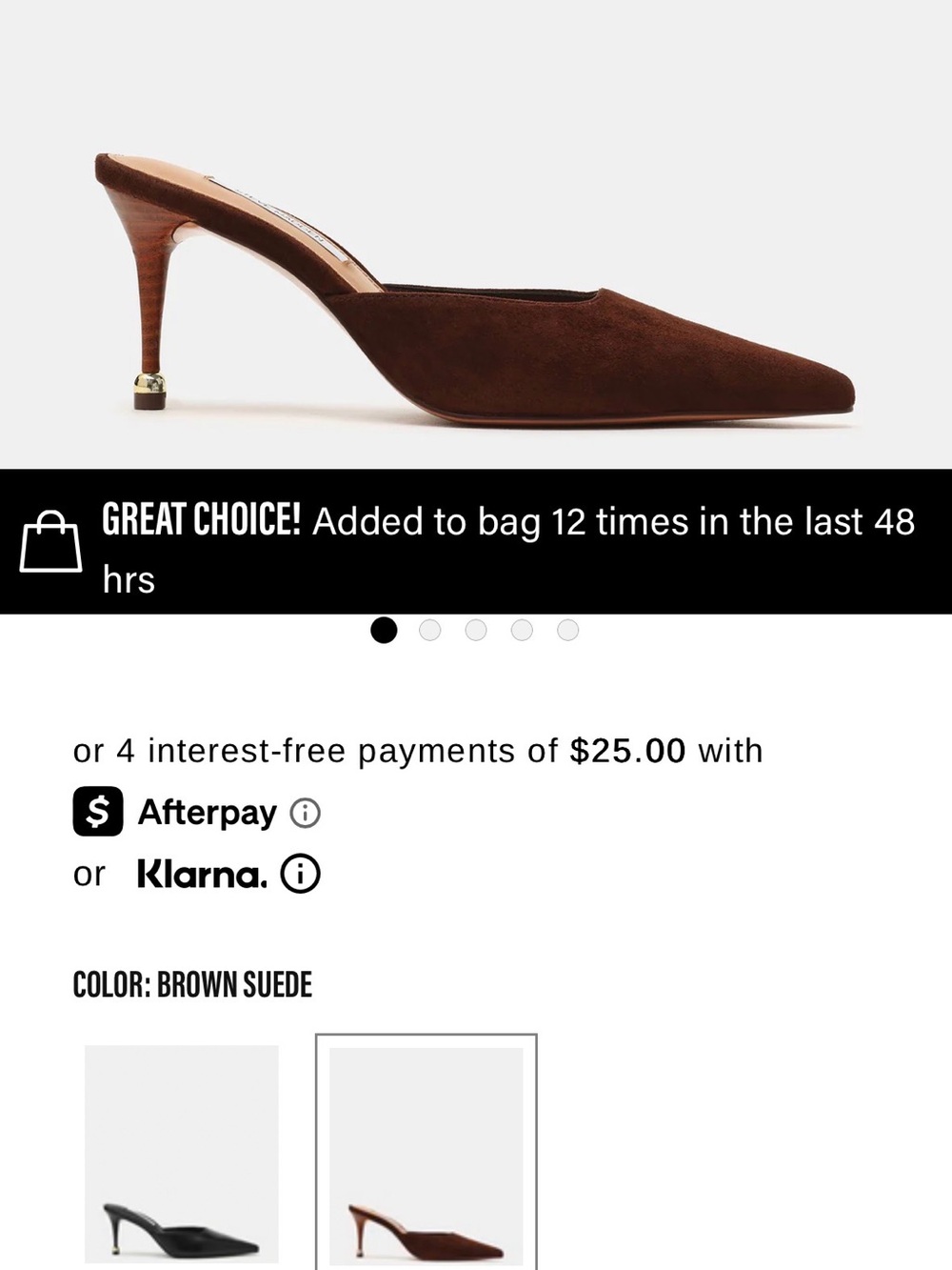 Steve Madden Brown Suede Pointed Toe Mule